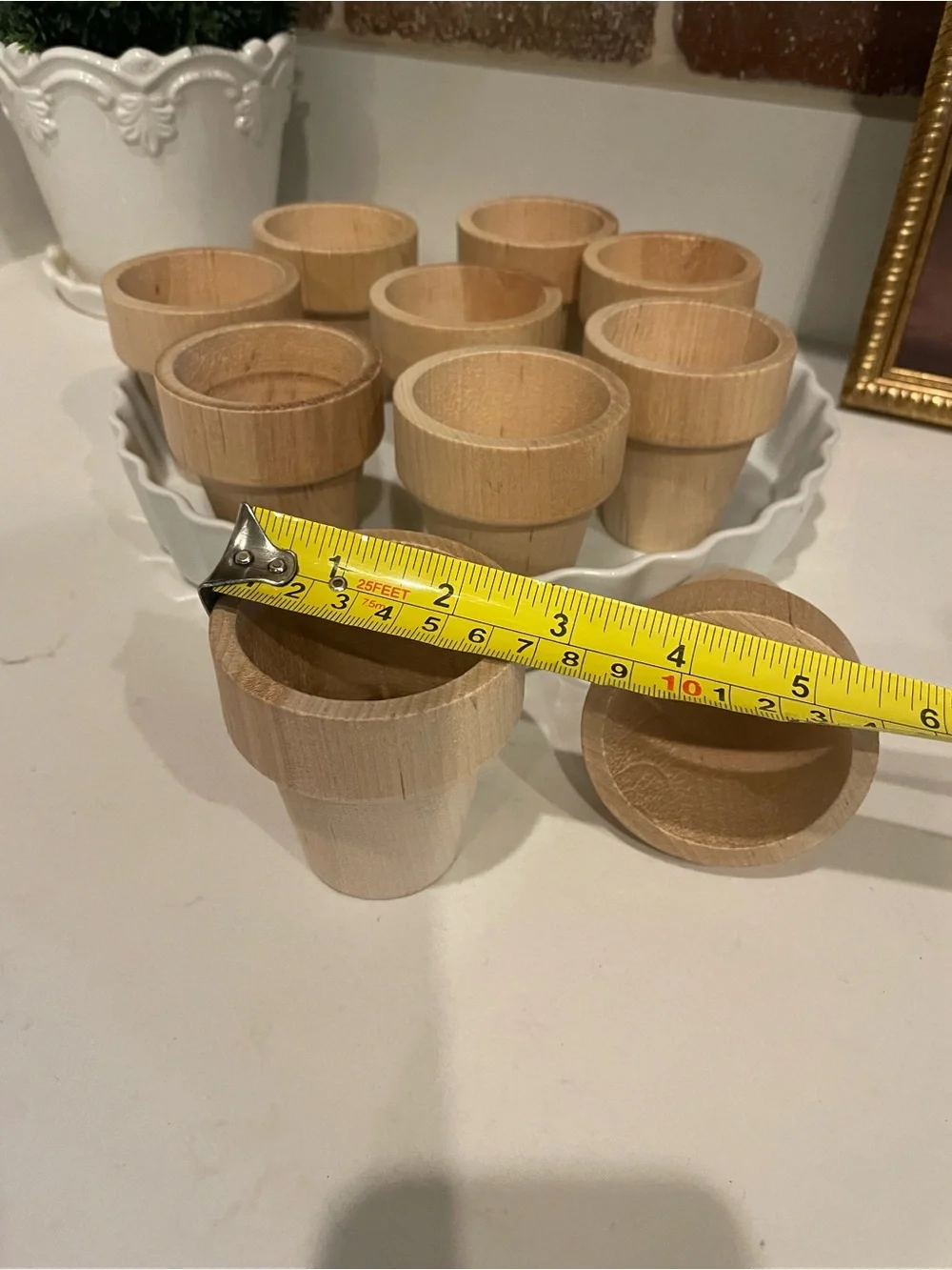 Unbranded Natural Wood Mini Plant Pots - Set of 10